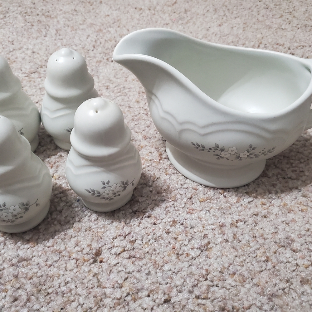 Pfaltzgraff White and Gray Serveware Set